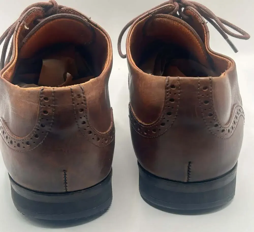 Wolf & Shepherd Men's Brown Leather Wingtip Oxford Dress Shoes